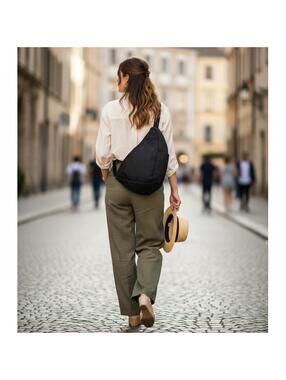 Brand New Unisex Black Genuine Authentic Healthy Back Sling Crossbody Bag